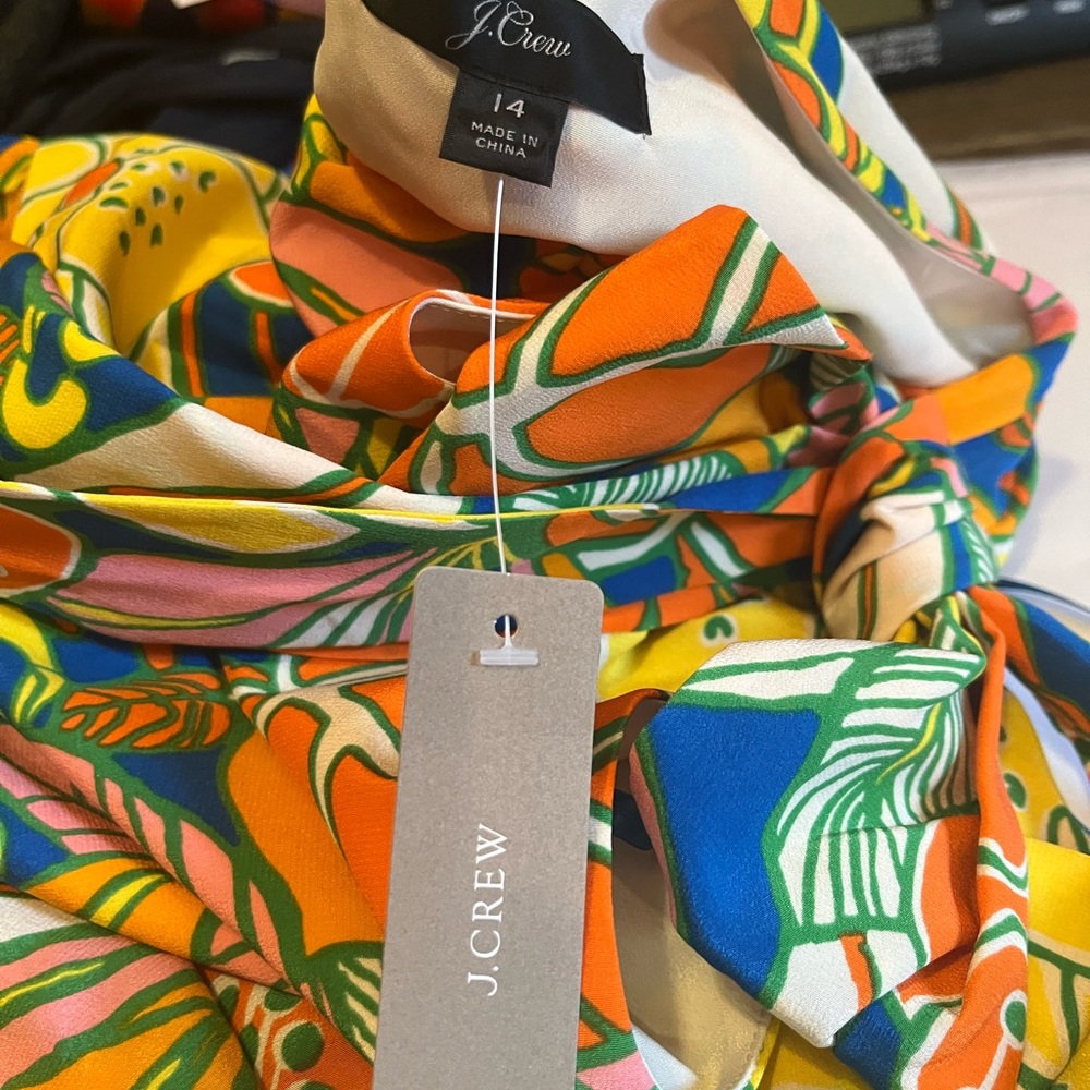 NWT J.Crew size 14 silk midi dress in tropical print - Picture 9 of 13